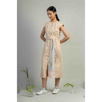 Doodlage Doodlafe Beige Straight Dress And Crop Jacket Set (Set of 2)