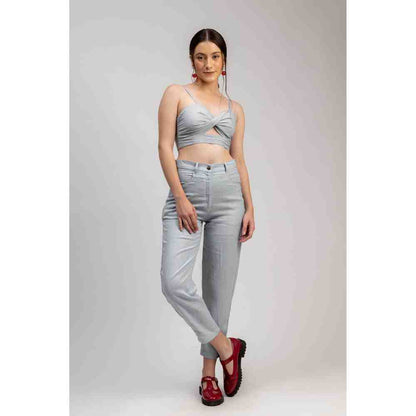 Doodlage Ice Blue Twisted Bralette and Pant Maria (Set of 2)