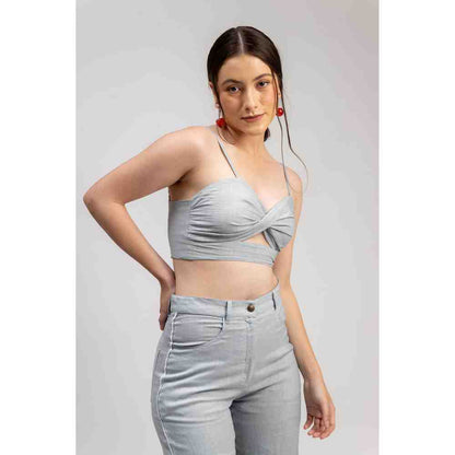Doodlage Ice Blue Twisted May Bralette