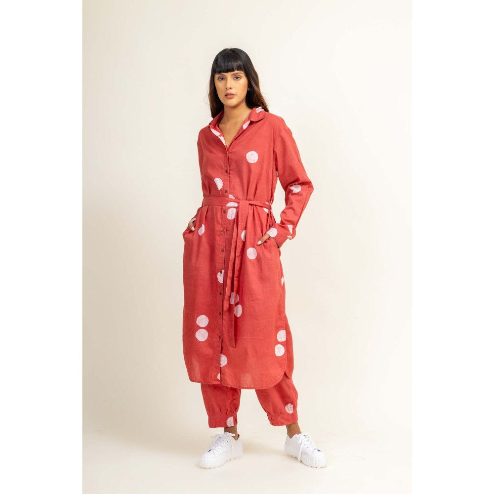 Doodlage Sehela Batik Coral Tunic With Pant And Belt (Set of 3)