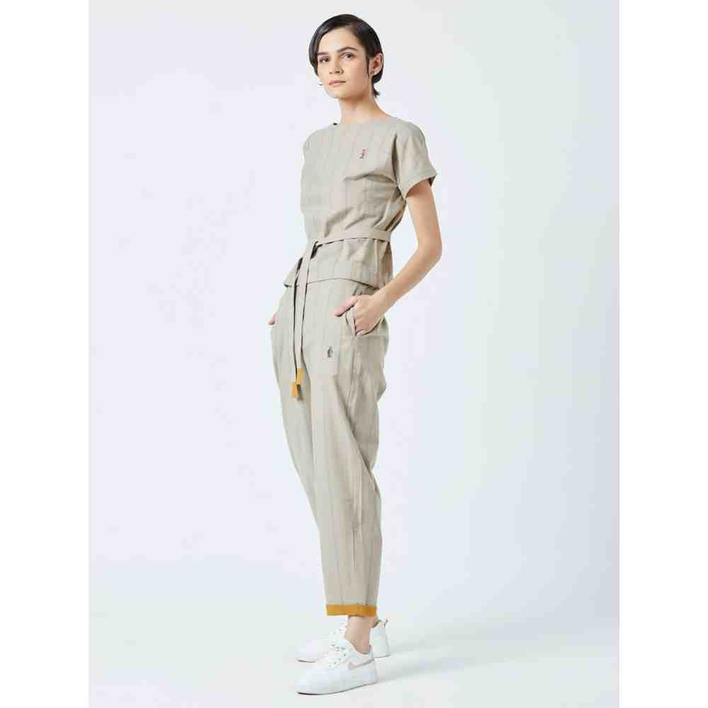 Doodlage Beige Fildes Striped Top