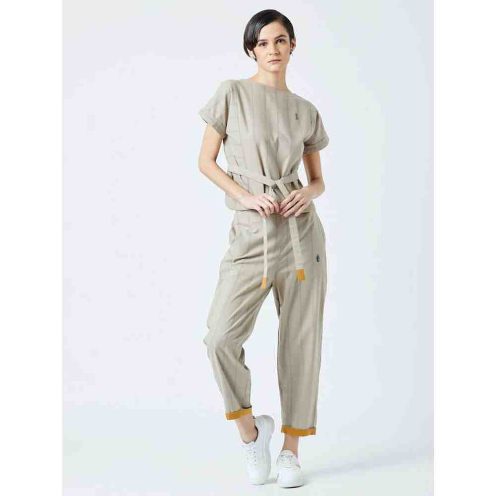 Doodlage Beige Fildes Striped Pant
