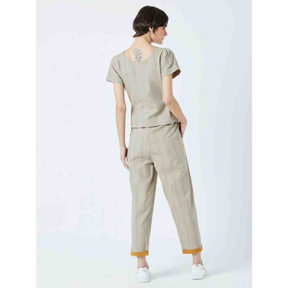 Doodlage Beige Fildes Striped Pant