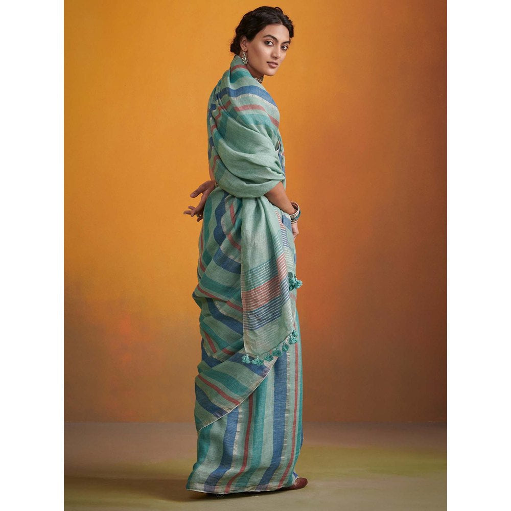 Dressfolk modern striped linen saree