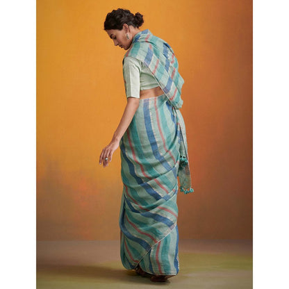 Dressfolk modern striped linen saree