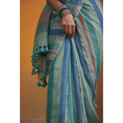 Dressfolk modern striped linen saree