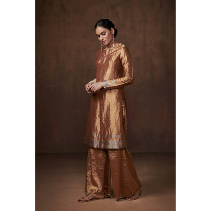 Dressfolk Golden Tissue Kurta Festive Elegance Palazzo (Set of 3)