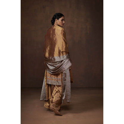 Dressfolk Golden Tissue Kurta Festive Elegance Palazzo (Set of 3)