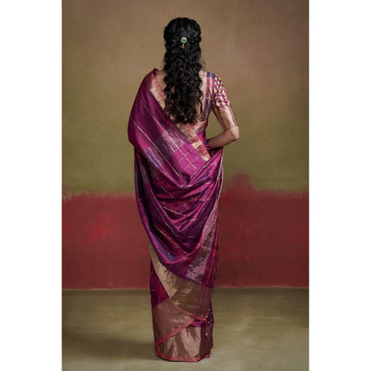 Dressfolk Magenta Maheshwari Heavy Weight Silk Saree without Blouse