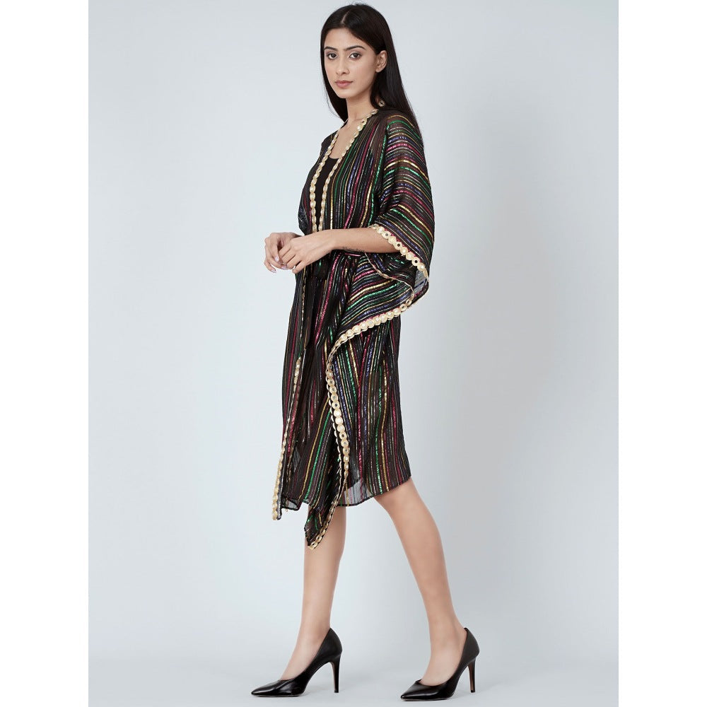 First Resort by Ramola Bachchan Black Lurex Short Cover-Up (Set of 2)