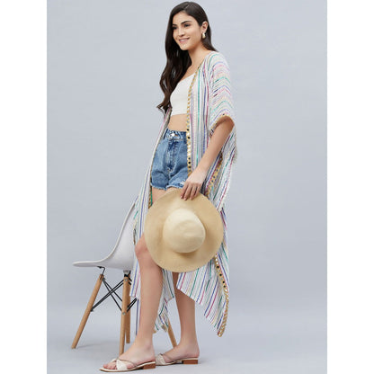 First Resort by Ramola Bachchan White Lurex Short Cover-Up (Set of 2)