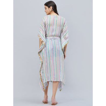 First Resort by Ramola Bachchan White Lurex Short Cover-Up (Set of 2)