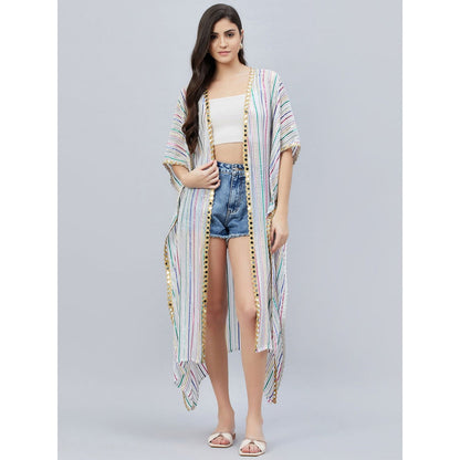First Resort by Ramola Bachchan White Lurex Short Cover-Up (Set of 2)