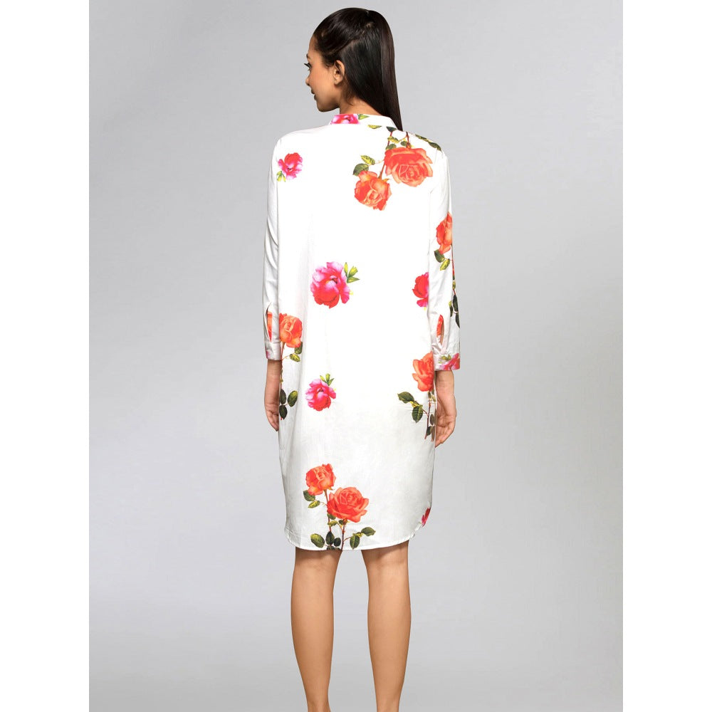 First Resort by Ramola Bachchan Pink And Orange Floral Shirt Dress