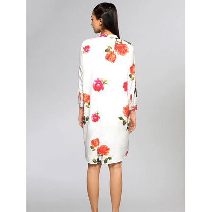 First Resort by Ramola Bachchan Pink And Orange Floral Shirt Dress
