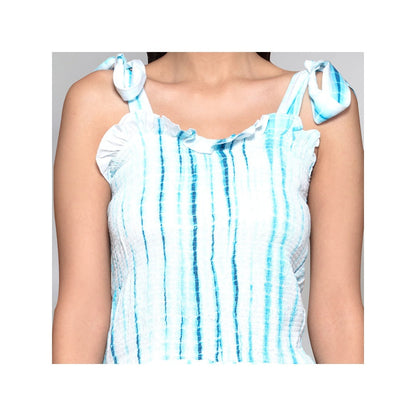 First Resort by Ramola Bachchan Blue Tie-Dye Smocking Long Dress