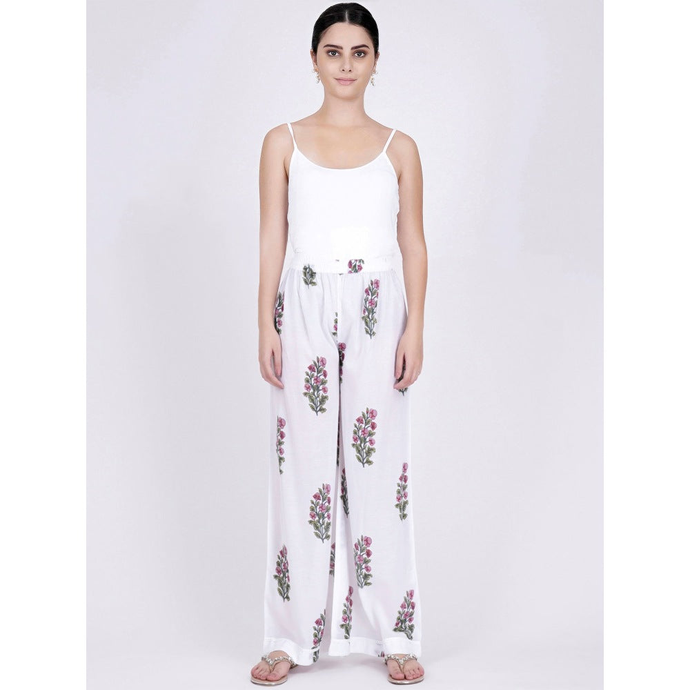 First Resort by Ramola Bachchan White Floral Coordinate (Set of 2)