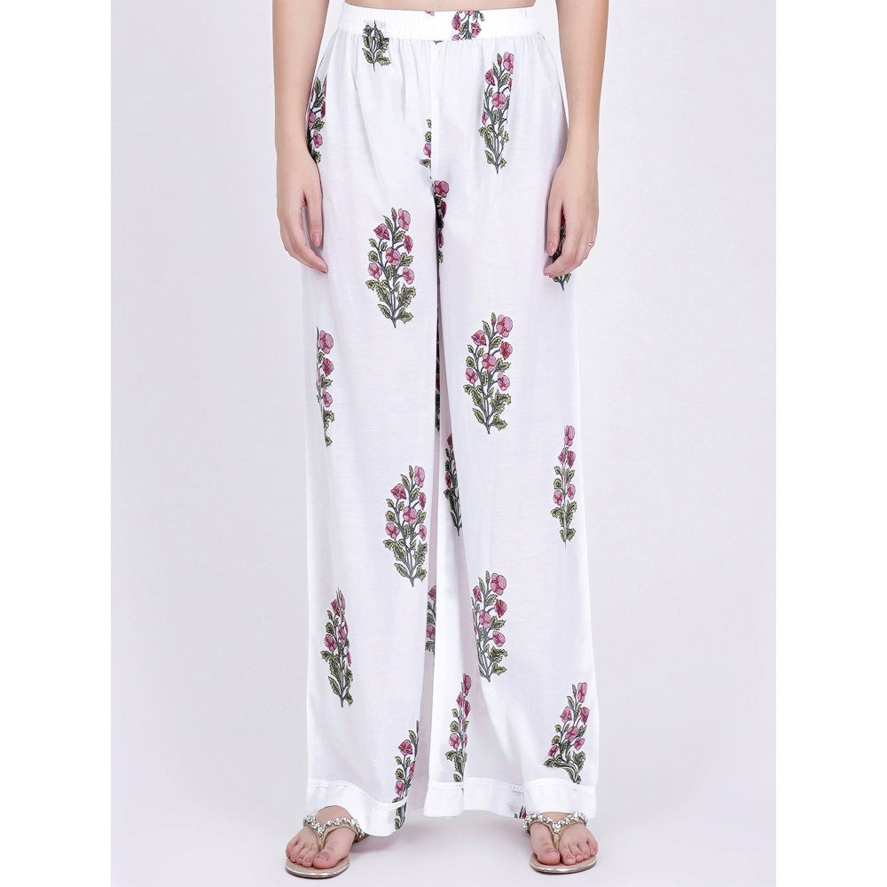 First Resort by Ramola Bachchan White Floral Coordinate (Set of 2)