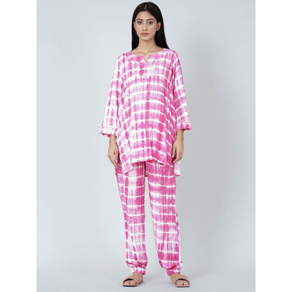 First Resort by Ramola Bachchan Purple And White Tie-Dye Lounge (Set of 2)