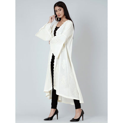 First Resort by Ramola Bachchan Off-White Embellished Coat Shrug