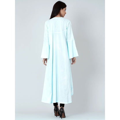 First Resort by Ramola Bachchan Light Blue Embellished Coat Shrug