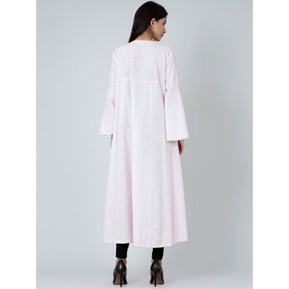 First Resort by Ramola Bachchan Pastel Pink Embellished Coat Shrug