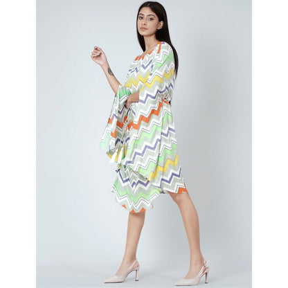 First Resort by Ramola Bachchan Orange And Yellow Chevron Midi Dress (Set of 2)