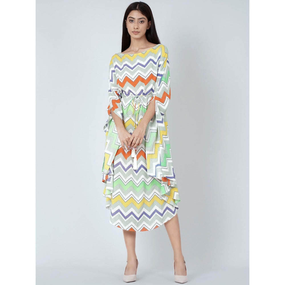 First Resort by Ramola Bachchan Orange And Yellow Chevron Long Dress (Set of 2)