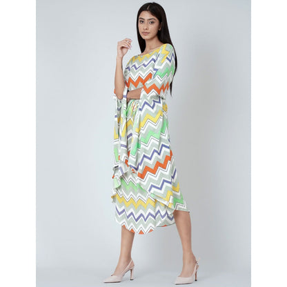 First Resort by Ramola Bachchan Orange And Yellow Chevron Long Dress (Set of 2)