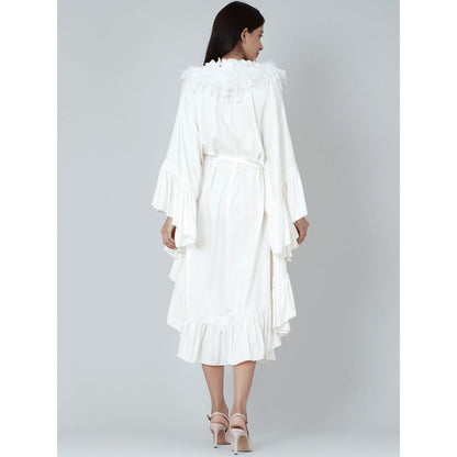 First Resort by Ramola Bachchan White Ruffle Long Dress (Set of 2)