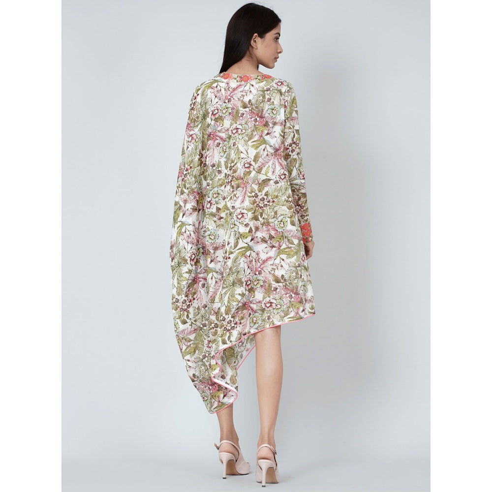 First Resort by Ramola Bachchan Green One Sleeve Floral Print Dress