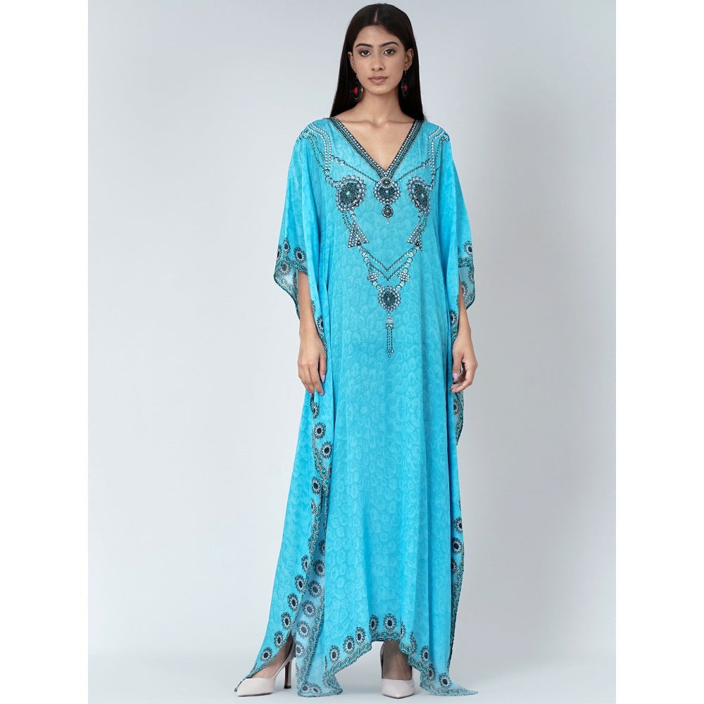 First Resort by Ramola Bachchan Blue Pearl Full Length Kaftan