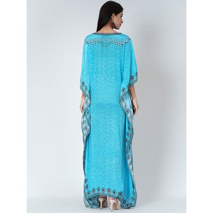 First Resort by Ramola Bachchan Blue Pearl Full Length Kaftan