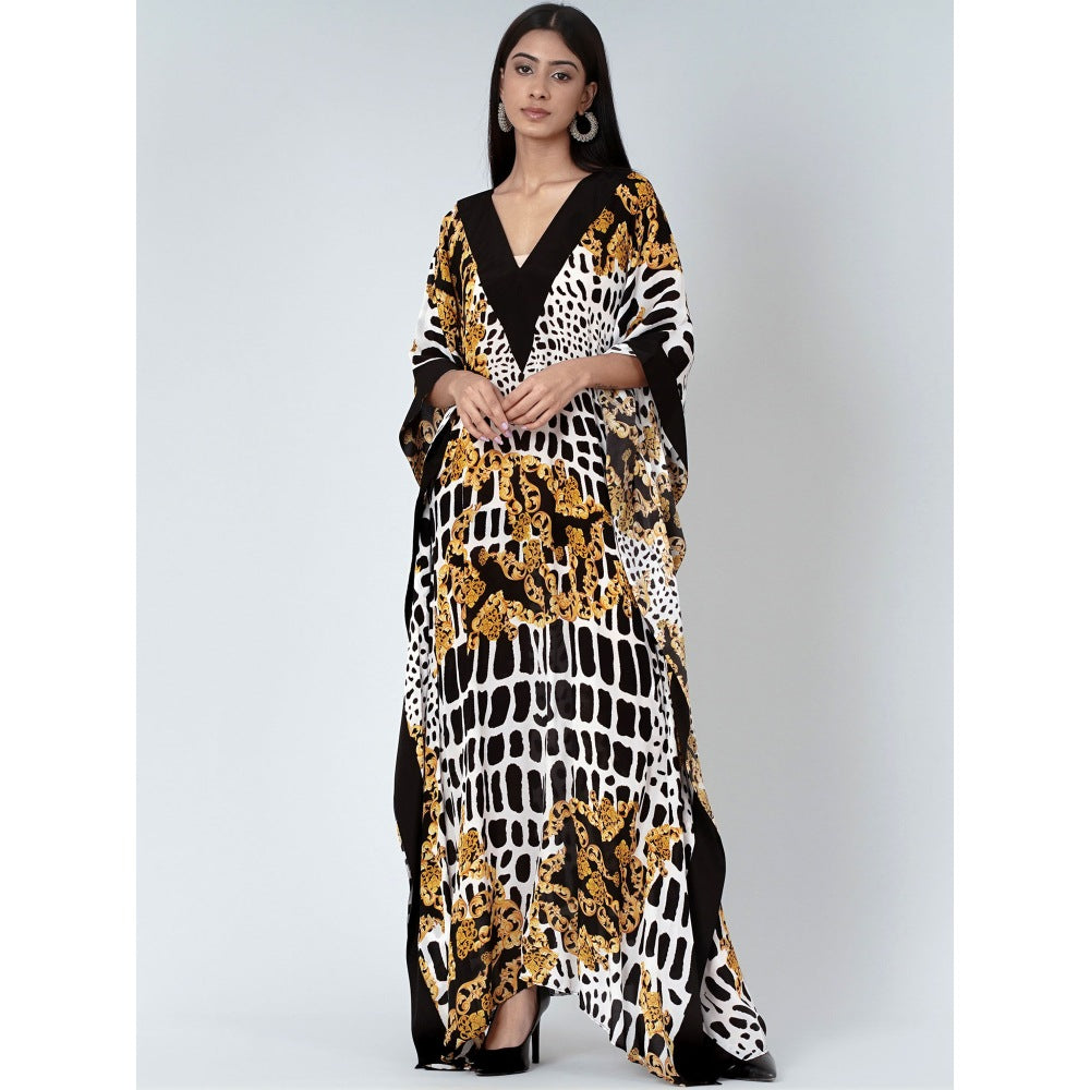 First Resort by Ramola Bachchan Yellow Baroque Full Length Kaftan