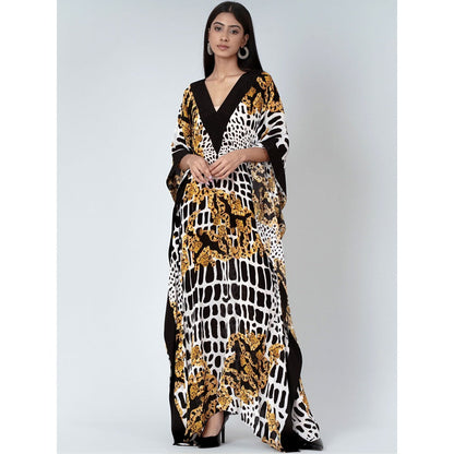 First Resort by Ramola Bachchan Yellow Baroque Full Length Kaftan