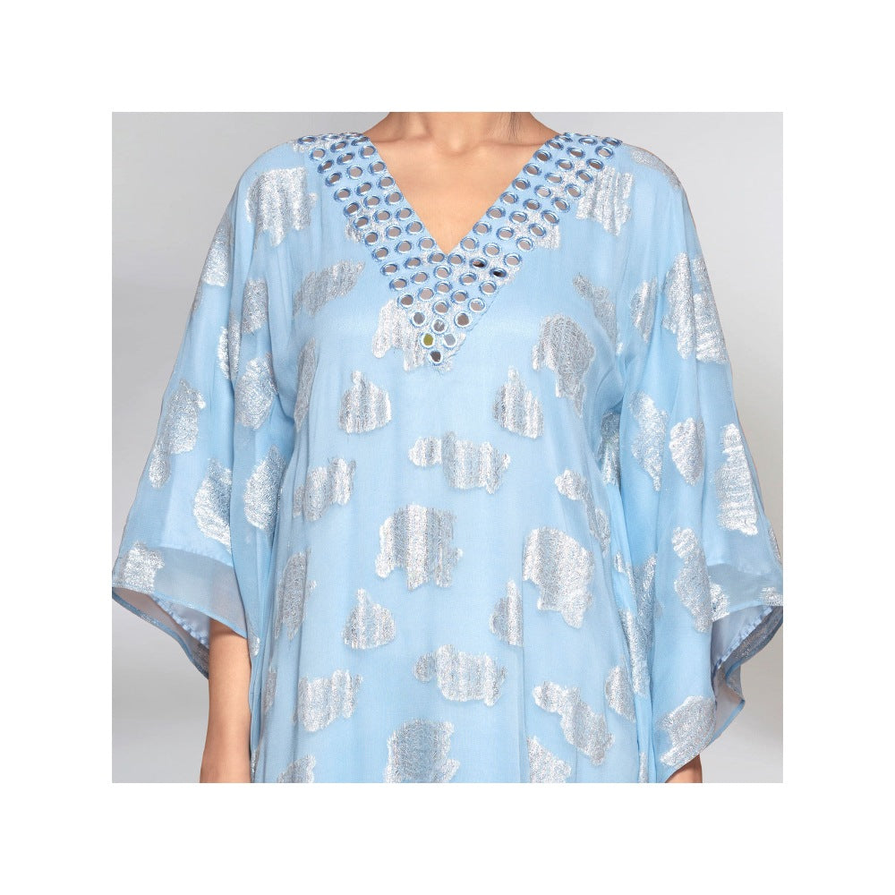First Resort by Ramola Bachchan Blue And Grey Ombre Full Length Kaftan