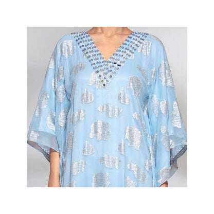 First Resort by Ramola Bachchan Blue And Grey Ombre Full Length Kaftan