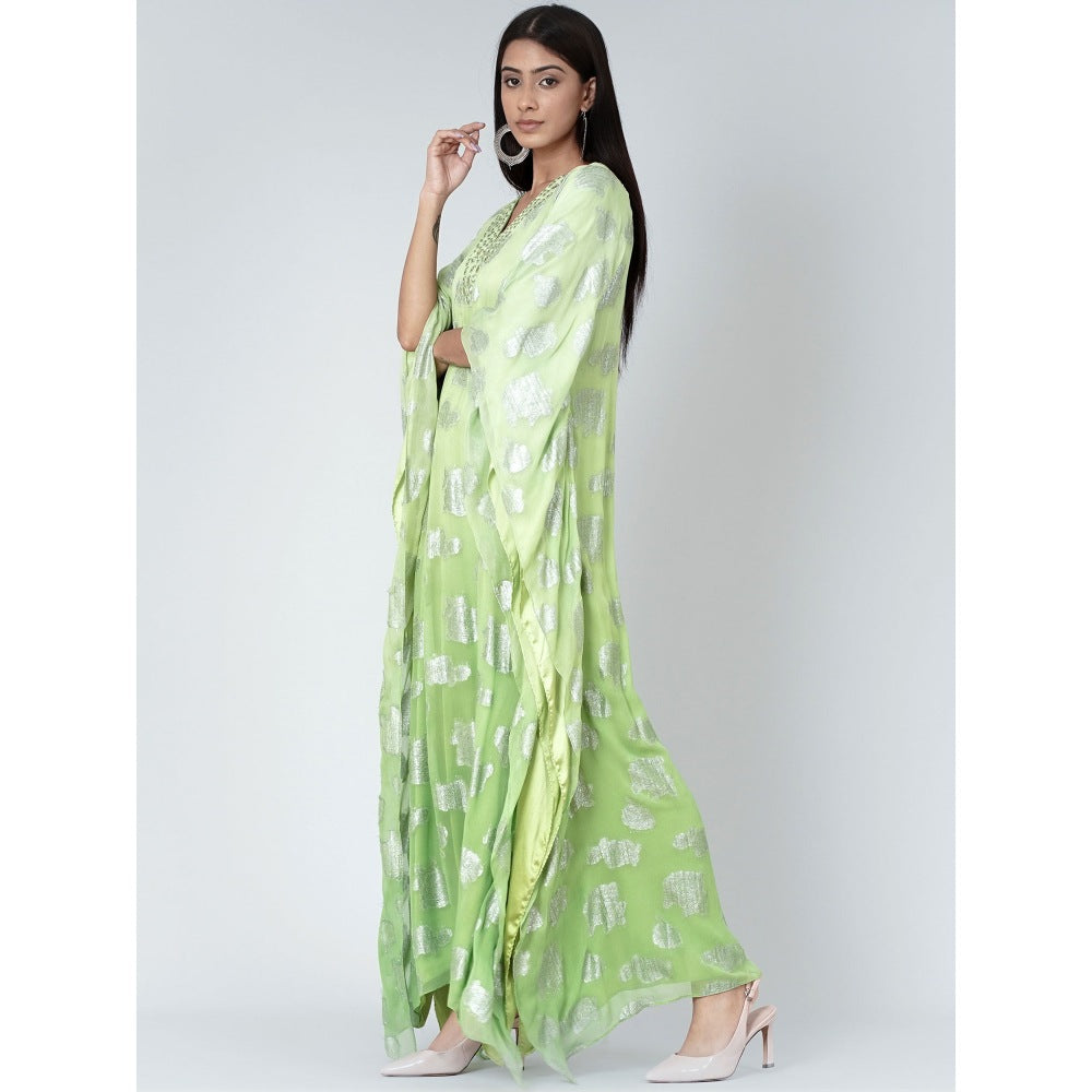 First Resort by Ramola Bachchan Parrot Green Ombre Full Length Kaftan