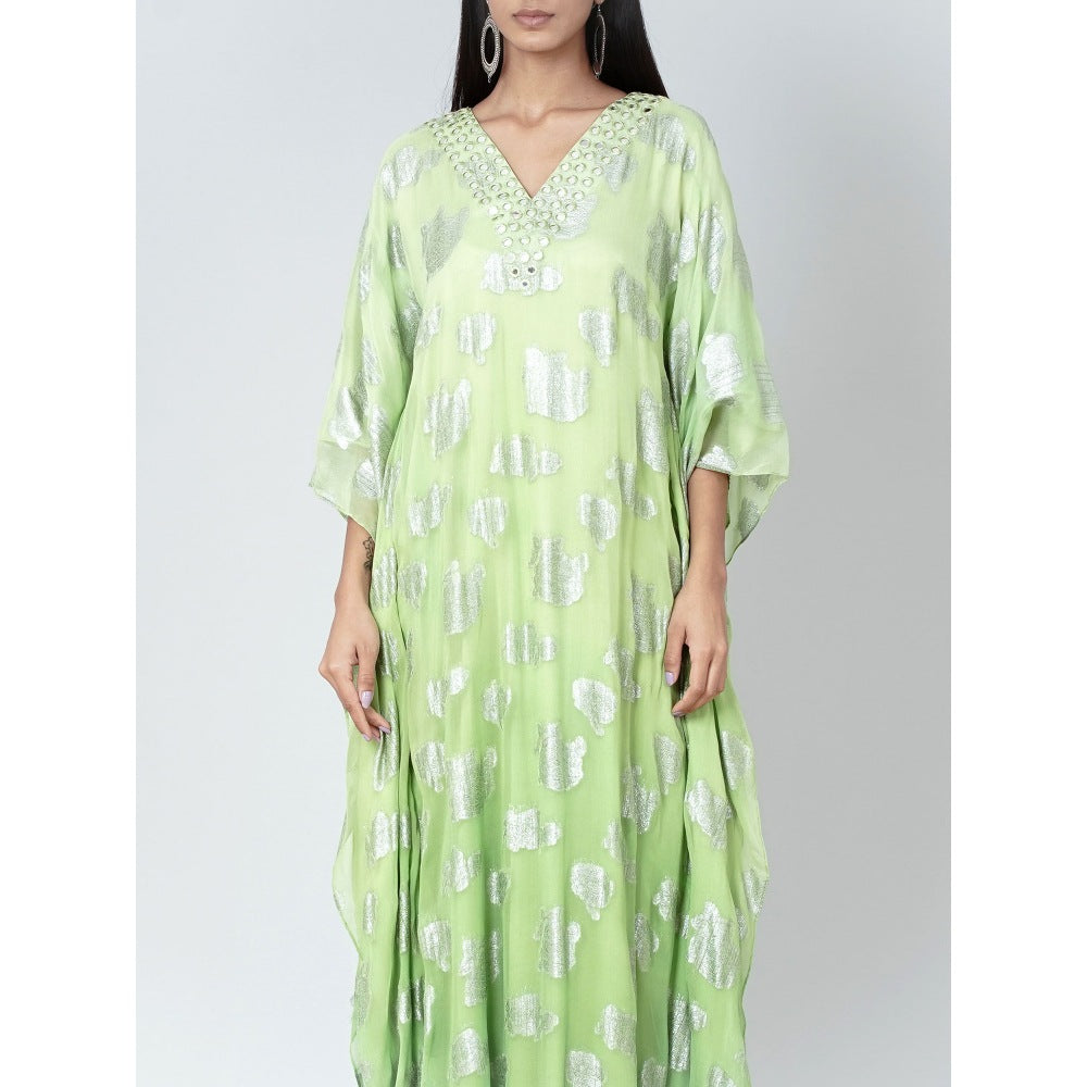 First Resort by Ramola Bachchan Parrot Green Ombre Full Length Kaftan