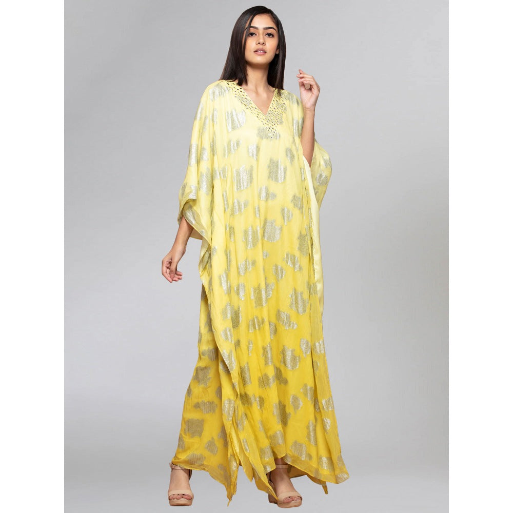 First Resort by Ramola Bachchan Yellow Ombre Full Length Kaftan