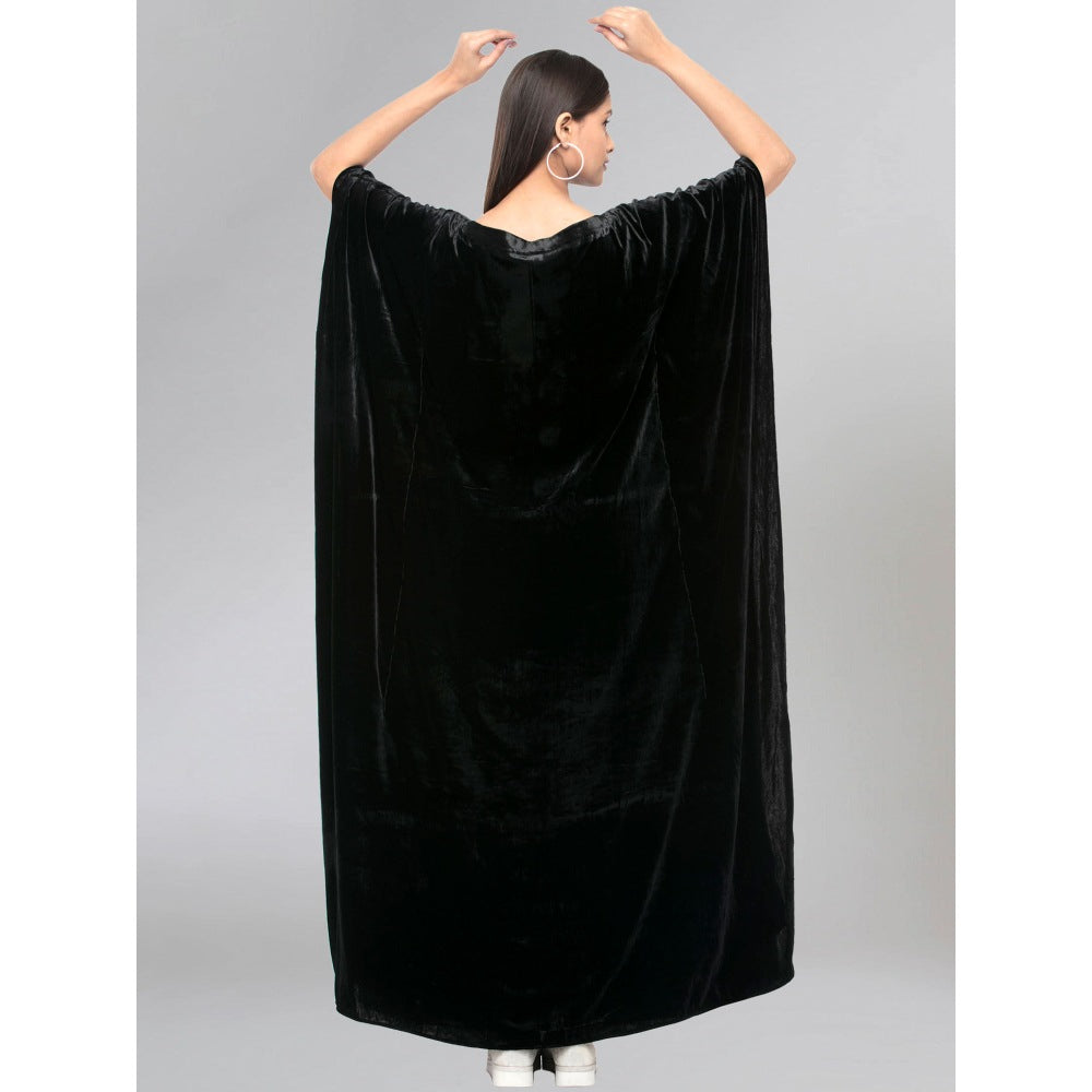 First Resort by Ramola Bachchan Black Embroidered Full Length Kaftan