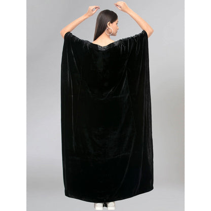 First Resort by Ramola Bachchan Black Embroidered Full Length Kaftan