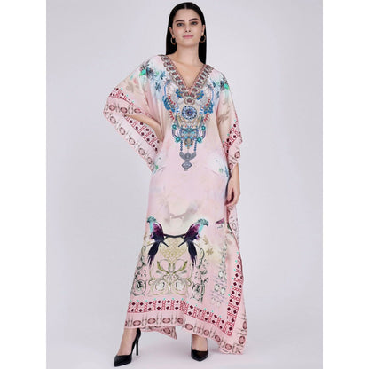First Resort by Ramola Bachchan Pink Embellished Silk Full Length Kaftan