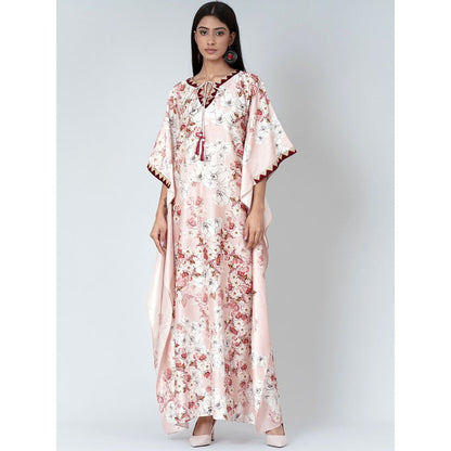 First Resort by Ramola Bachchan Pink Floral Print Full Length Kaftan