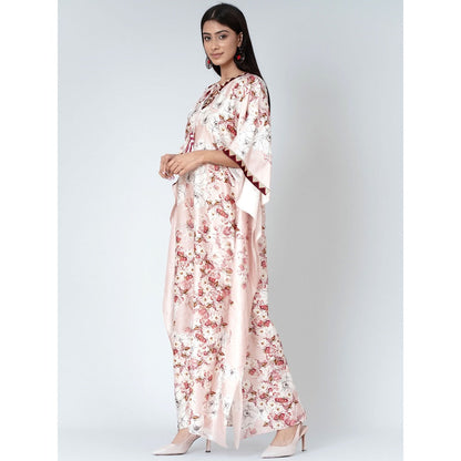 First Resort by Ramola Bachchan Pink Floral Print Full Length Kaftan