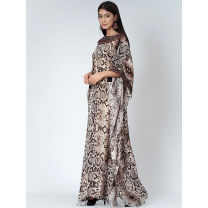 First Resort by Ramola Bachchan Brown Animal Print Embroidered Full Length Kaftan
