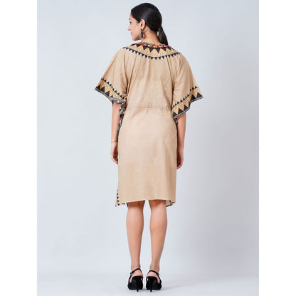 First Resort by Ramola Bachchan Brown Tribal Mid Length Kaftan