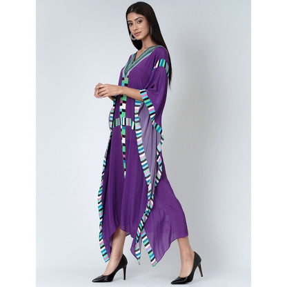 First Resort by Ramola Bachchan Purple Geometric Mid Length Kaftan