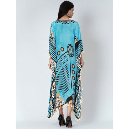 First Resort by Ramola Bachchan Blue Aztec Mid Length Kaftan