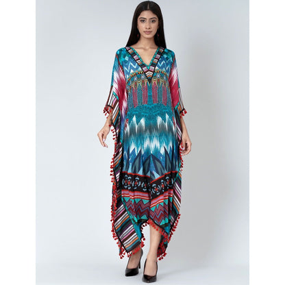 First Resort by Ramola Bachchan Multicolour Abstract Mid Length Kaftan